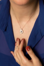 Heliophilia Silver Collar KL - 0771 en Plata de Ley 925 con detalles en Oro Rosa, Azul y Plata